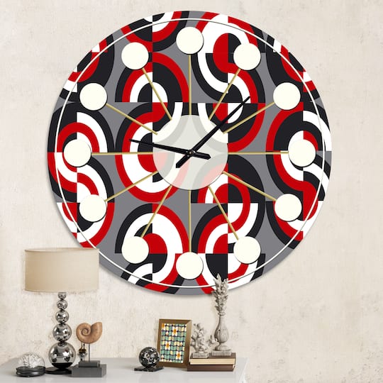Designart 'Retro Circular Pattern Geometrical Mid-Century Modern Wall Clock